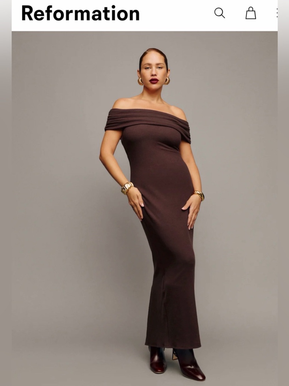 Reformation One-Shoulder Brown Maxi Dress